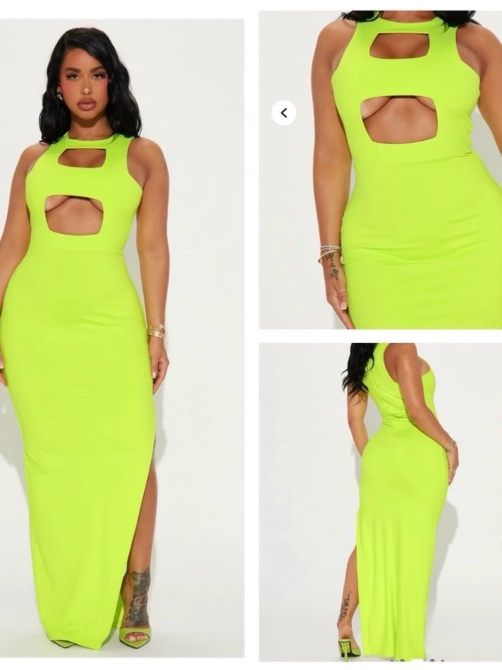 Fashion Nova Neon Lime Cutout Maxi Dress - Picture 3 of 3